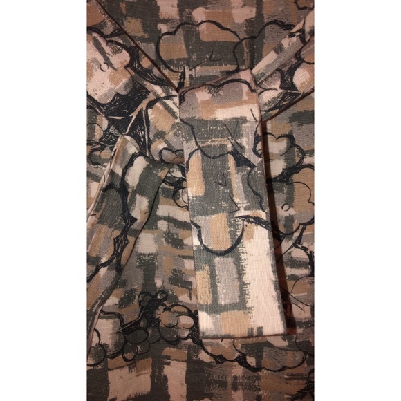 Huis Clos Skirt Graphic Hand Painted 100% Linen Belted Bow Abstract Artistic S/M - Picture 3 of 5